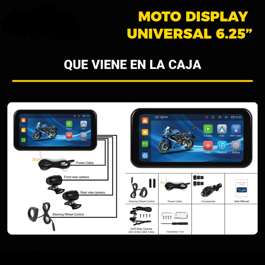 MOTO DISPLAY UNIVERSAL DE 6.25¨ + DVR